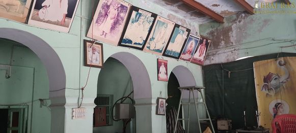 A soothing view of the photos of the divine Saints who lived in Bhagwat Niwas, Vrindavan.