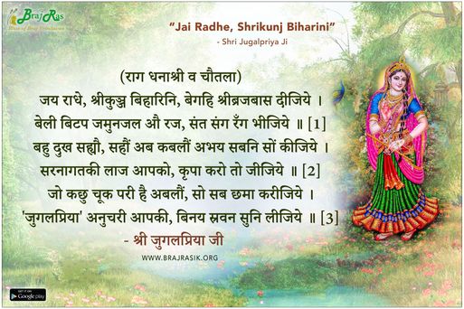 Jai Radhe, Shrikunj Biharini - Shri Jugalpriya Ji