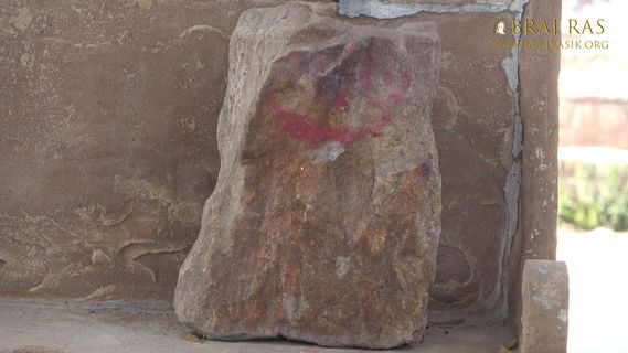 Lord Krishna in a form of a rock of Govardhan at Kilol Kund, Govardhan.