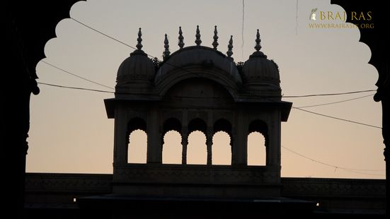 View of the top of Jaipur Temple, Vrindavan.