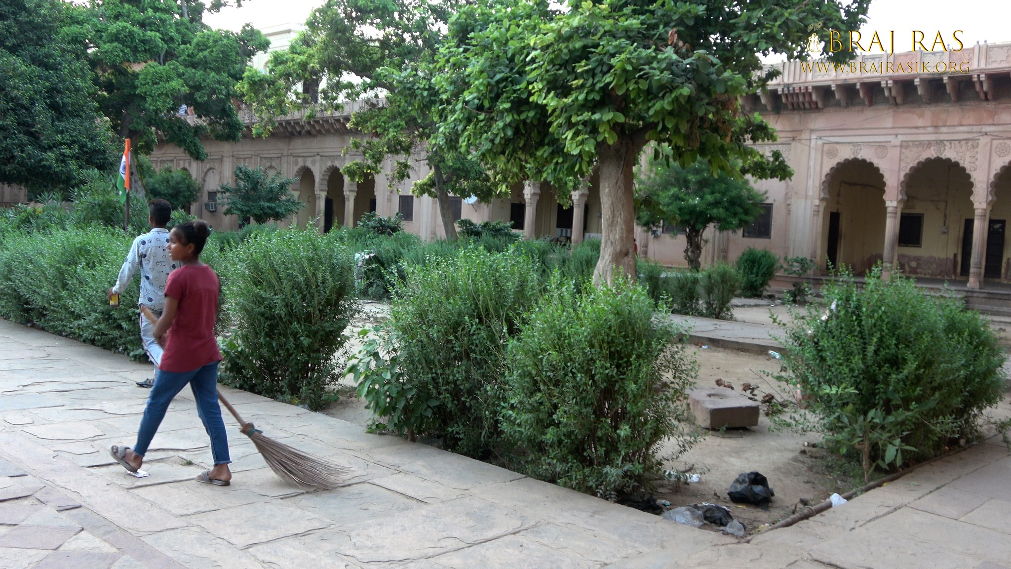 View of the garden inside Jaipur Temple, Vrindavan.