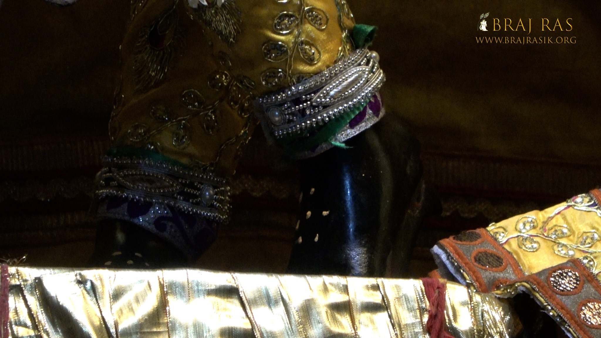 Darshan of the Lotus Feet of Shri Madhav in Jaipur Temple, Vrindavan.