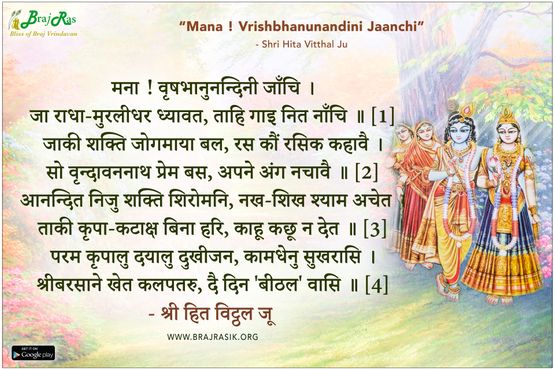 Mana ! Vrishbhanunandini Jaanchi - Shri Hita Vitthal Ju