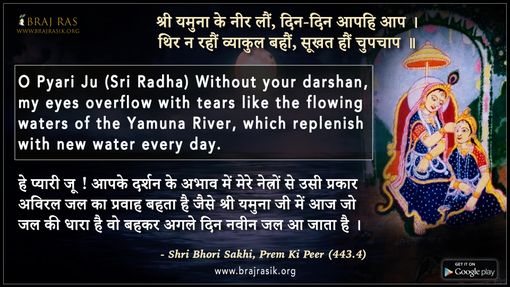 Shri Yamuna Ke Neer Laun Din Din Apahi Aap- Shri Bhori Sakhi, Prem Ki Peer (443.4)
