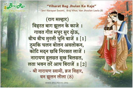 Viharat Baag Jhulan Ke Kaje - Shri Narayan Swami,  Braj Vihar, Van Jhoolan Leela (8)