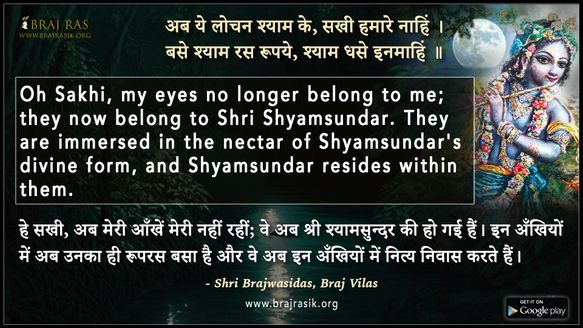 अब ये लोचन श्याम के सखी हमारे नाहिं - श्री ब्रजवासीदास, ब्रज विलास