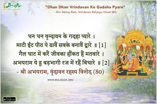 धन धन वृन्दावन के गदहा प्यारे - श्री अभयराम, वृंदावन रहस्य विनोद (80)