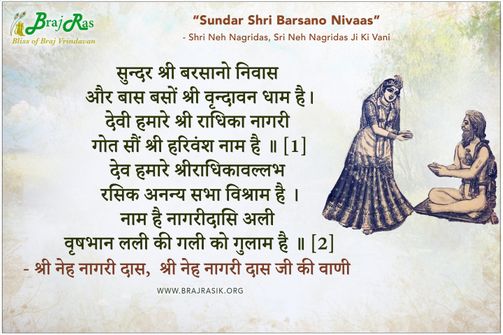 सुन्दर श्री बरसानो निवास - श्री नेह नागरी दास