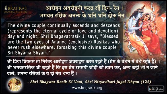 आरोहन अवरोहनी करत रहैं दिन रैन  - श्री भगवत रसिक की वाणी, श्री नित्यविहारी जुगल ध्यान (125)