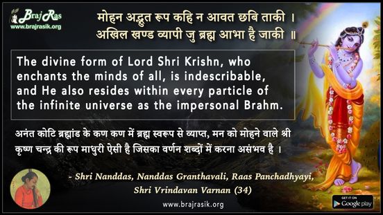 मोहन अद्भुत रूप कहि न आवत छबि ताकी - श्री नंद दास ग्रंथावली, रास पंचाध्यायी, श्री वृंदावन वर्णन (34)