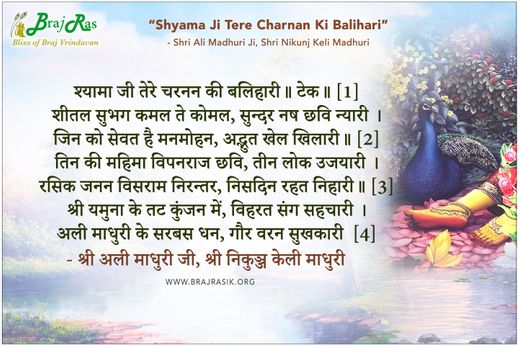 Shyama Ji Tere Charnan Ki Balihari - Shri Ali Madhuri Ji, Shri Nikunj Keli Madhuri, Pratah Smarami (9)