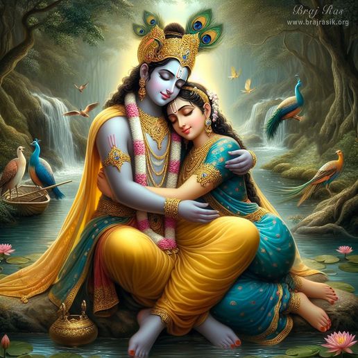 Sri Radha Krishna in a sublime embrace.