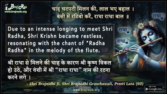 चाह चटपटी मिलन की, लाल भए बहाल - श्री ब्रजनिधि ग्रंथावली, प्रीति लता (60)