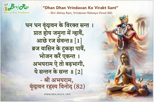 धन धन वृंदावन के विरक्त सन्त - श्री अभयराम, वृंदावन रहस्य विनोद (82)