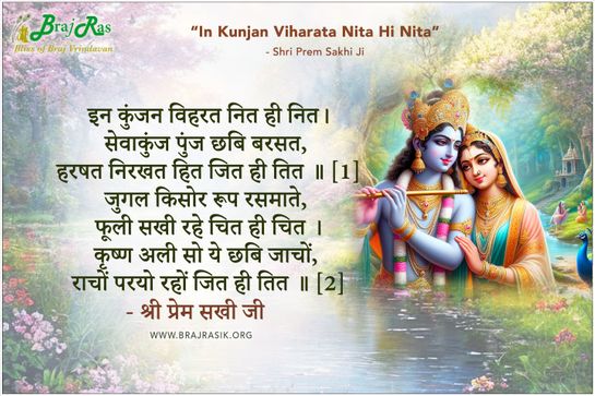 इन कुंजन विहरत नित ही नित - श्री प्रेम सखी जी