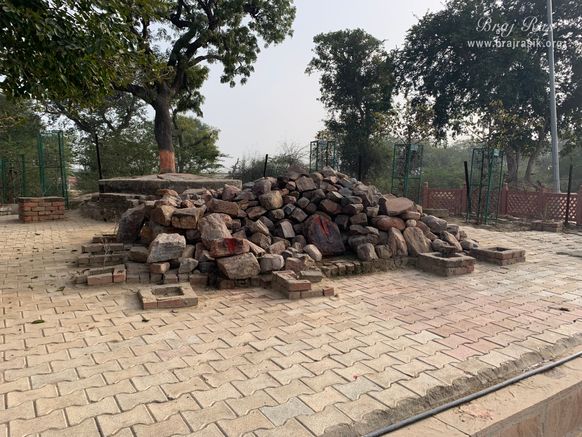 Darshan of Govardhan rocks at Gulal Kund in Gantholi, Govardhan.