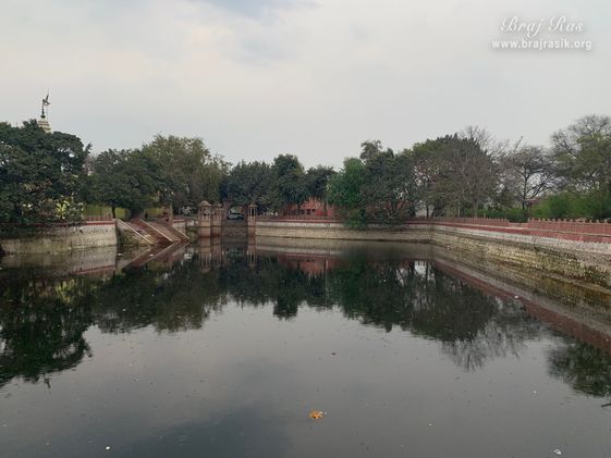 View of Garud Govind Kund beside Garud Govind Temple near Vrindavan.