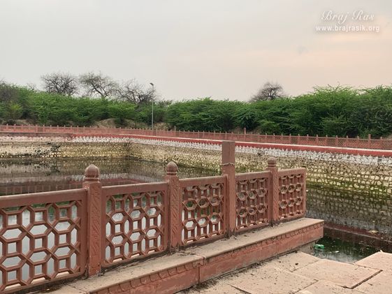 Beautiful view of Garud Govind Kund beside Garud Govind Temple near Vrindavan.