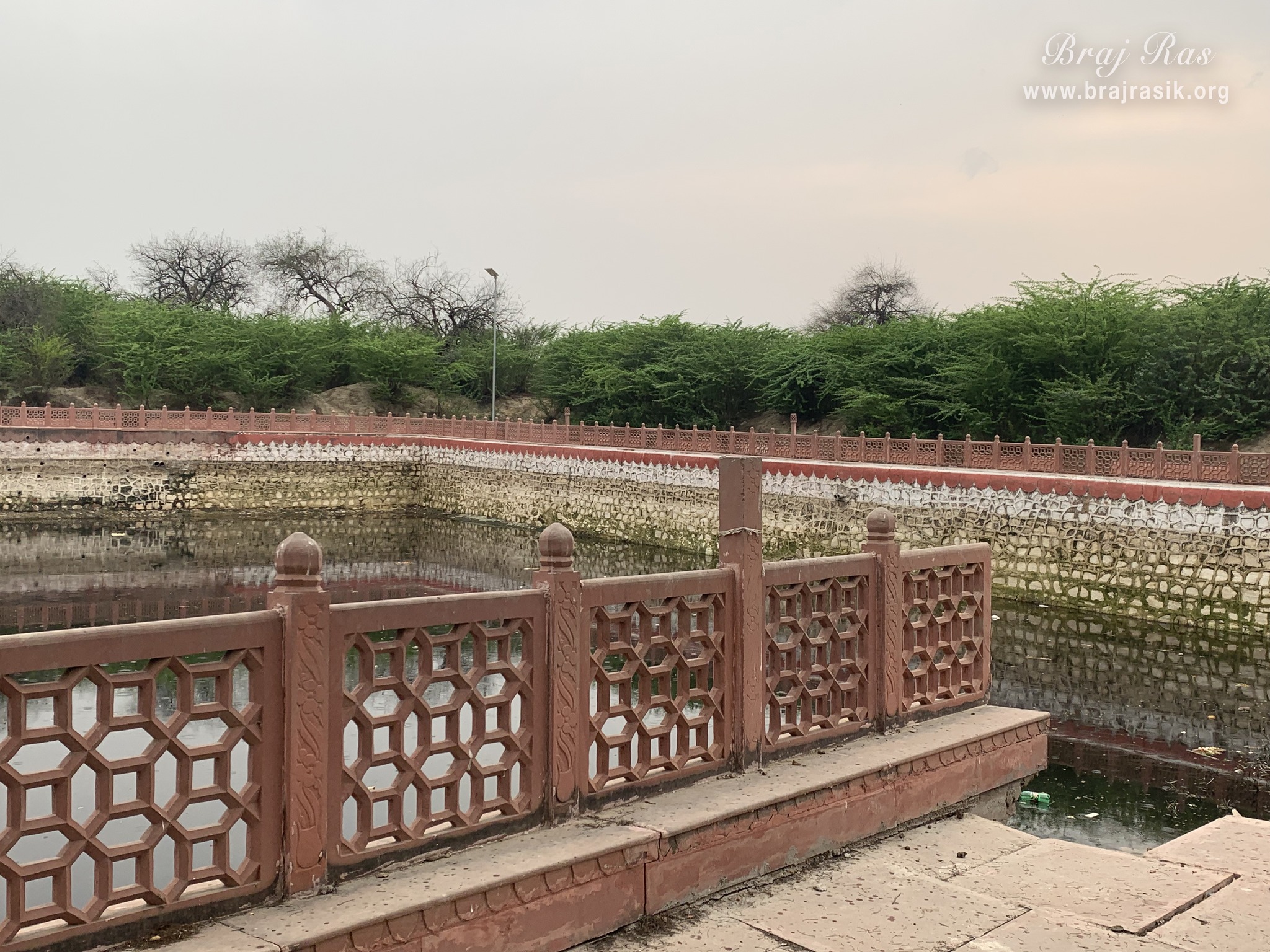 Beautiful view of Garud Govind Kund beside Garud Govind Temple near Vrindavan.