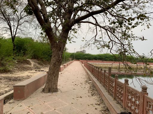Beautiful glimpse of the parikrama path of Garud Govind Kund beside Garud Govind Temple near Vrindavan.