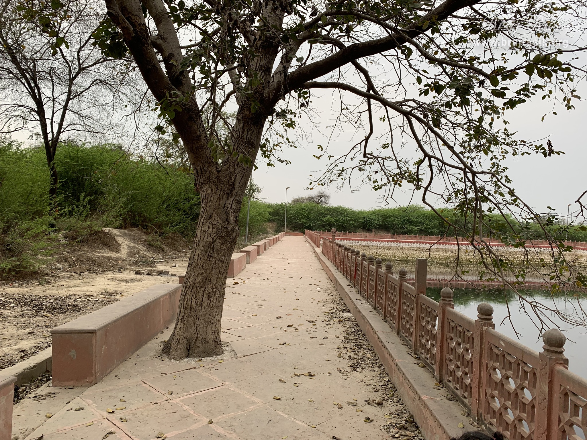 Beautiful glimpse of the parikrama path of Garud Govind Kund beside Garud Govind Temple near Vrindavan.
