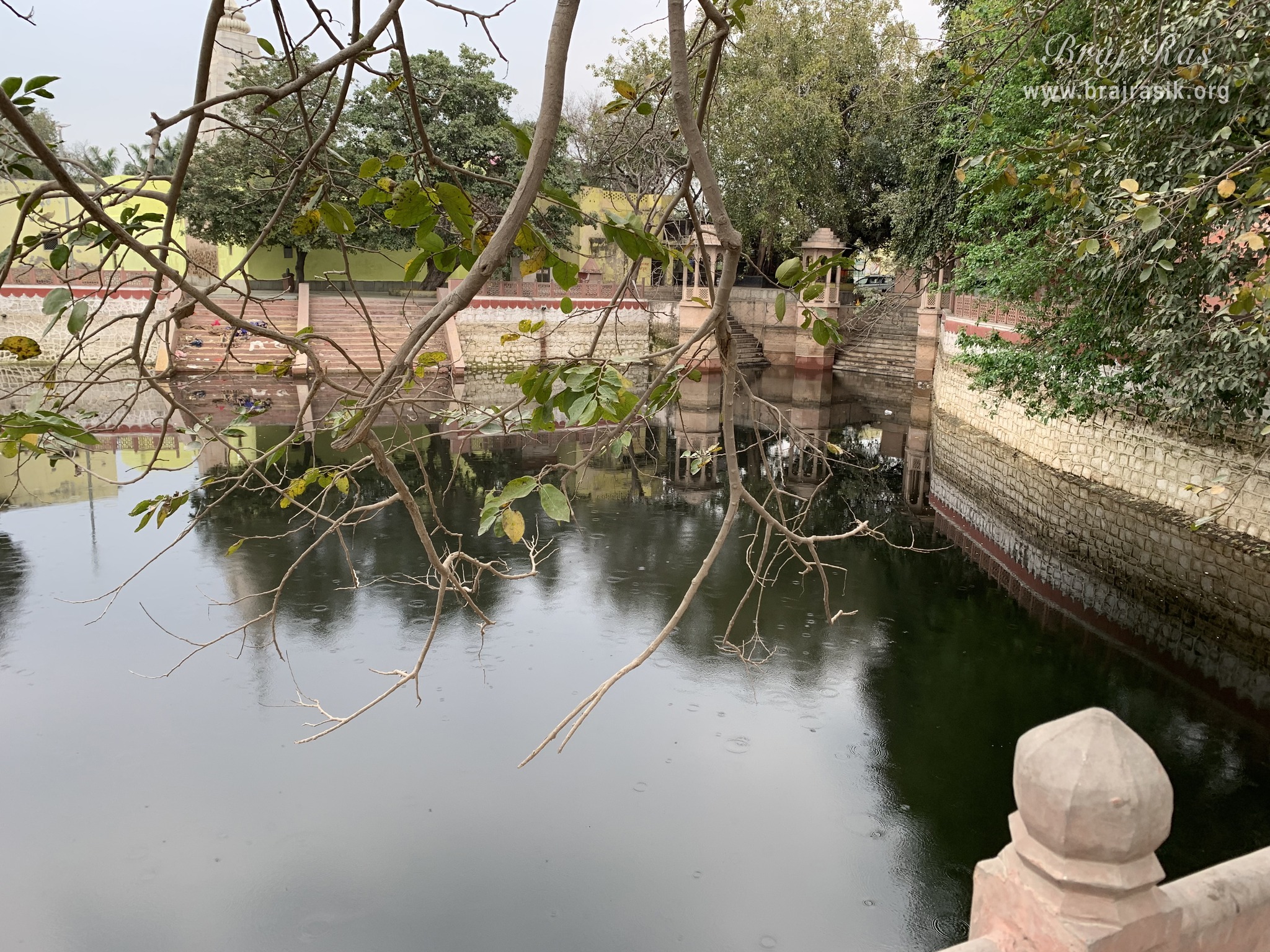 View of the waters of Garud Govind Kund near Vrindavan.
