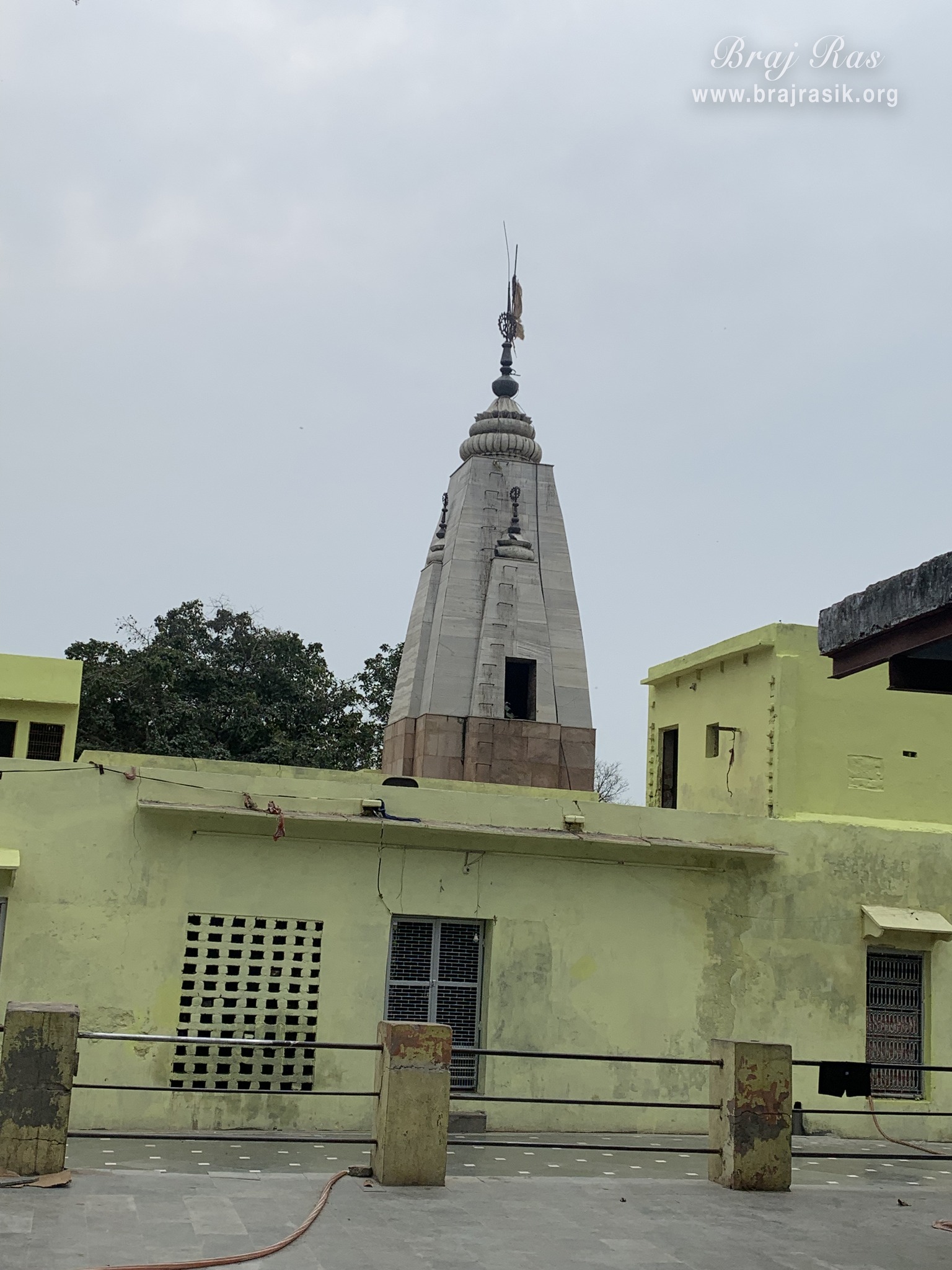 View of the top of the temple at Garud Govind Temple near Vrindavan.