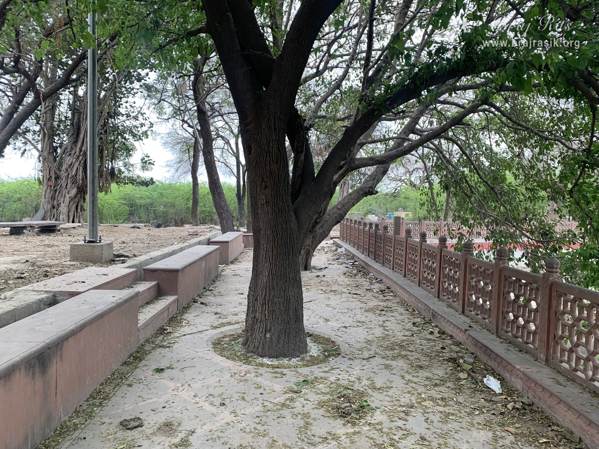 Beautiful sight of the parikrama path of Garud Govind Kund beside Garud Govind Temple near Vrindavan.