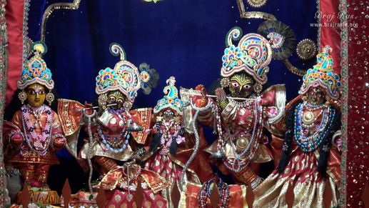Close darshan of Shri Radha Gokulanand along with other deities in Shri Radha Gokulanand Temple, Vrindavan.