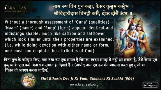 Naam Roop Vin Gun Kaha - Shri Biharin Dev Ji Ki Vani, Siddhant Ki Saakhi (504)