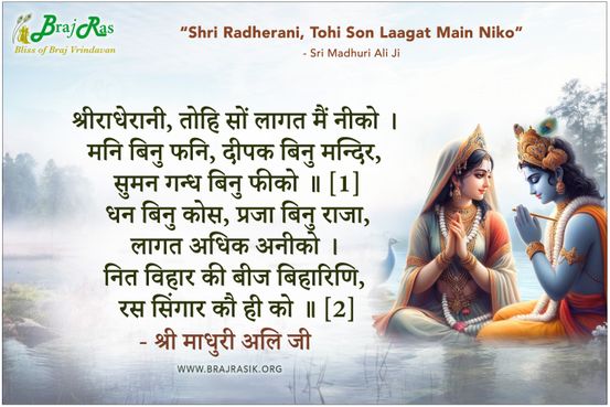 श्रीराधेरानी, तोहि सों लागत मैं नीको - श्री माधुरी अलि जी