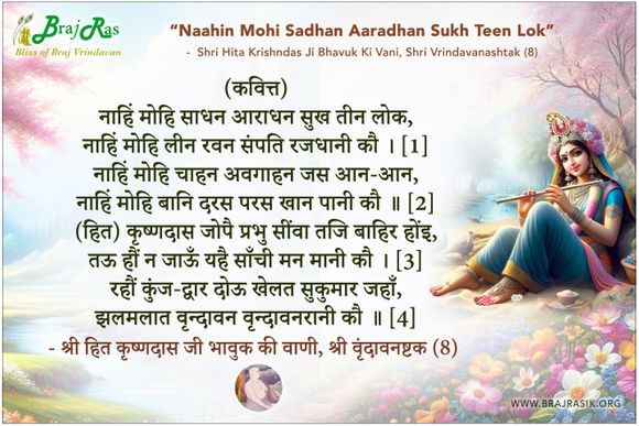 नाहिं मोहि साधन आराधन सुख तीन लोक - श्री हित कृष्णदास जी भावुक की वाणी, श्री वृंदावनष्टक (8)
