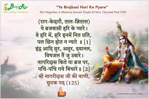 Ye Brajbasi Hari Ke Pyare - Shri Nagridas Ji Ki Vani, Chootak Pad (125)