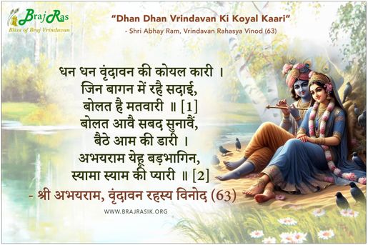 Dhan Dhan Vrindavan Ki Koyal Kaari - Shri Abhay Ram, Vrindavan Rahasya Vinod (63)