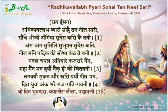 Radhikavallabh Pyari Sohai Tan Neel Sari - Shri Hita Dhruvdas, Bayalees Leela, Padyavali (38)