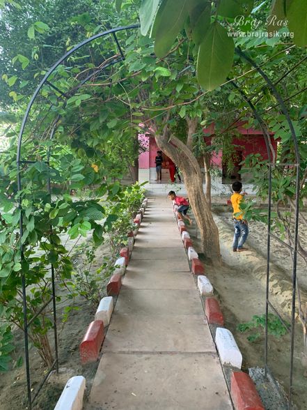 View of the parikrama path of the birthplace of Shri Hita Harivansh Mahaprabhu in Baad Gram, Mathura.
