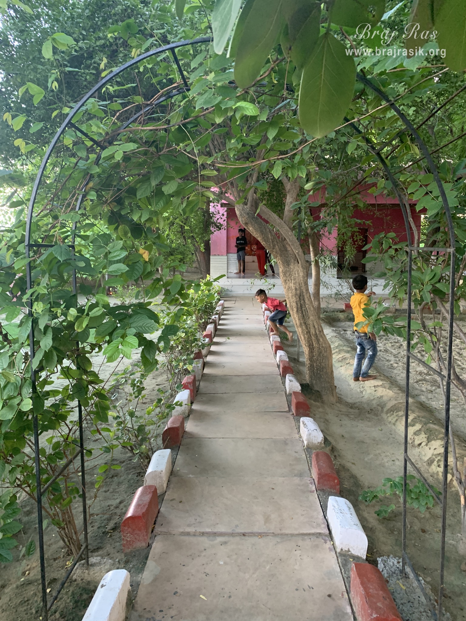 View of the parikrama path of the birthplace of Shri Hita Harivansh Mahaprabhu in Baad Gram, Mathura.