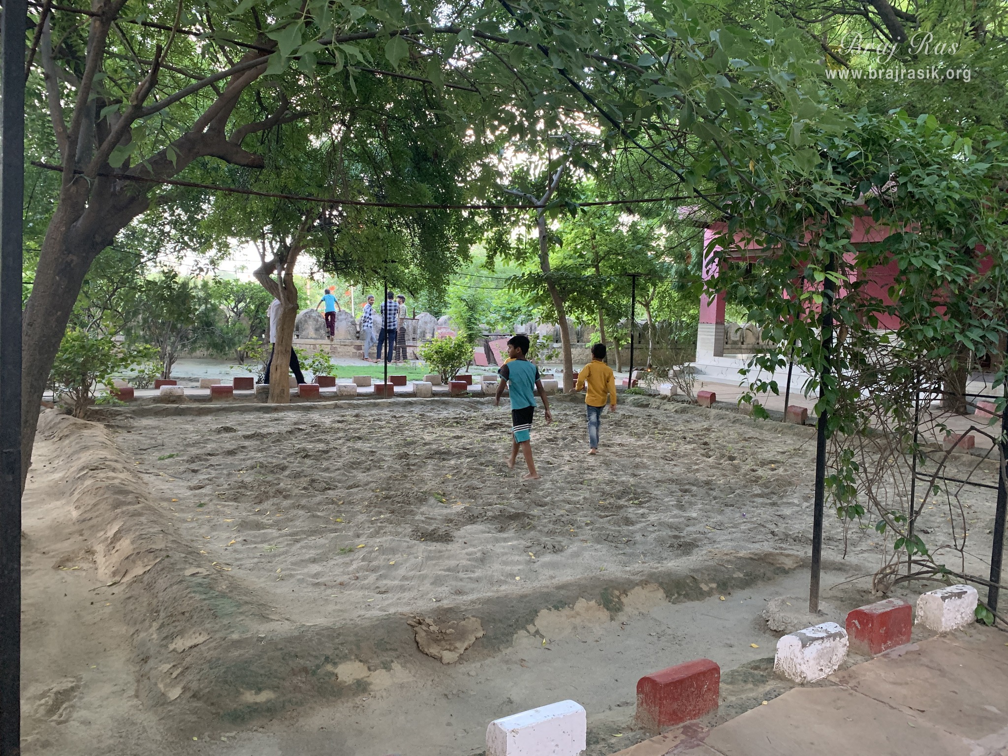 A beautiful view of the garden at the birthplace of Shri Hita Harivansh Mahaprabhu in Baad Gram, Mathura.