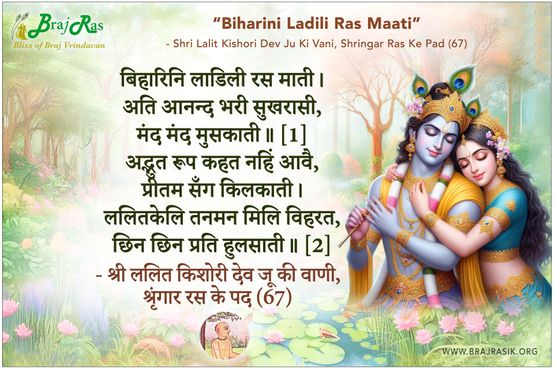 बिहारिनि लाडिली रस माती - श्री ललित किशोरी देव जू की वाणी, श्रृंगार रस के पद (67)