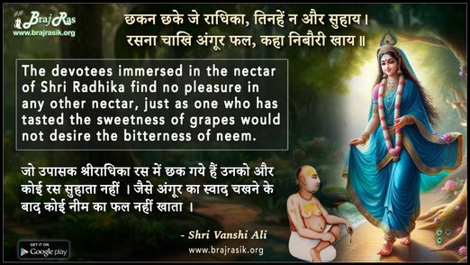 छकन छके जे राधिका, तिनहें न और सुहाय - श्री वंशी अलि, श्री राधिका महारास, दोहा (2)