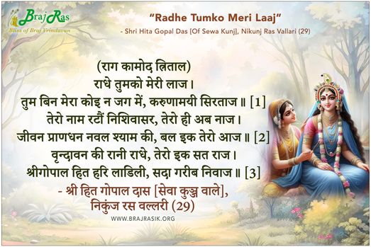 Radhe Tumko Meri Laaj - Shri Hita Gopal Das [Of Sewa Kunj], Nikunj Ras Vallari (29)