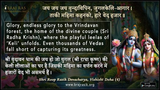 जय जय जय वृन्दाविपिन जुगलकेलि-आगार - श्री रूपरसिक देवाचार्य, विशिष्ट दोहा (4)