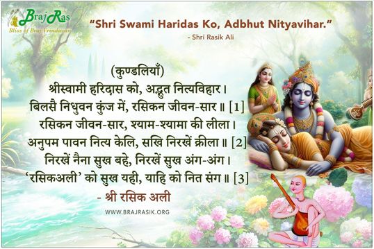 श्रीस्वामी हरिदास को अद्भुत नित्यविहार - श्री रसिक अली