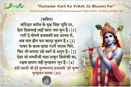 काँटेदार करील के वृक्ष जिस भूमि पर - डंडी स्वामी श्री हरे कृष्णानन्द सरस्वती ‘हरे कृष्ण’, वृन्दावन शतक (30)
