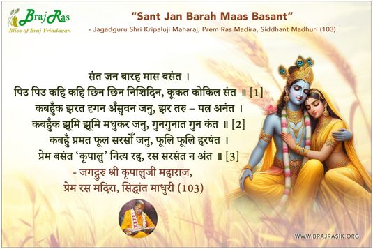 संत जन बारह मास बसंत - जगद्गुरु श्री कृपालुजी महाराज, प्रेम रस मदिरा, सिद्धांत माधुरी (103)