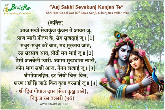 Aaj Sakhi Sevakunj Kunjan Te - Shri Hita Gopal Das [Of Sewa Kunj], Nikunj Ras Vallari (96)