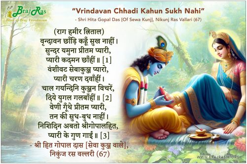 वृन्दावन छाँड़ि कहूँ सुख नाहीं - श्री हित गोपाल दास [सेवा कुञ्ज वाले], निकुंज रस वल्लरी (67)