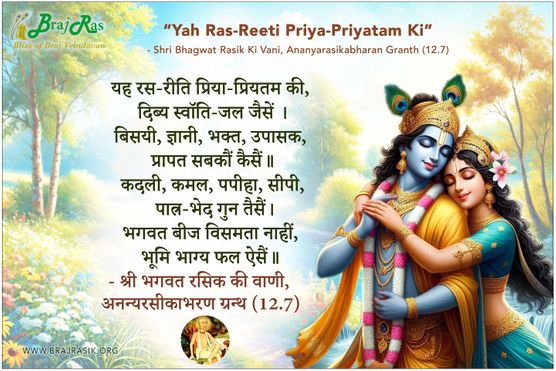 Yah Rasa Reeti Priya Priyatam Ki - Shri Bhagwat Rasik Ki Vani, Ananyarasikabharan Granth (12.7)