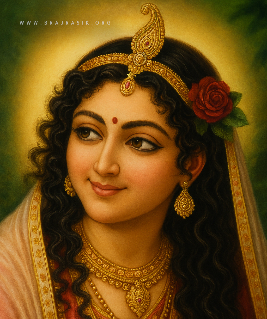 The divine sidelong glance of Vrindavan’s queen, Shri Radha Maharani.