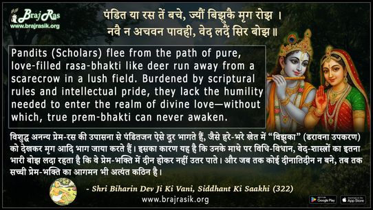 Pandit Ya Ras Tain Bache - Shri Biharin Dev Ji Ki Vani, Siddhant Ki Saakhi (322)